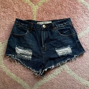 High Waisted Women's Distressed Denim Shorts - Size 4